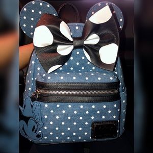 Minnie Mouse Denim Polkadot Backpack (Loungefly)